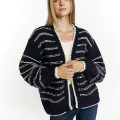 Dreimaster EisseglerCardiganMarine Wollweiss Donna Maglieria 4DR21I0EL-K11