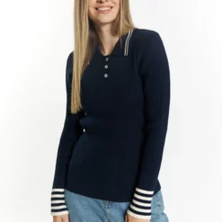 Dreimaster GrasslandMaglioneMarine Wollweiss Donna Maglieria 4DR21I0E6-K11