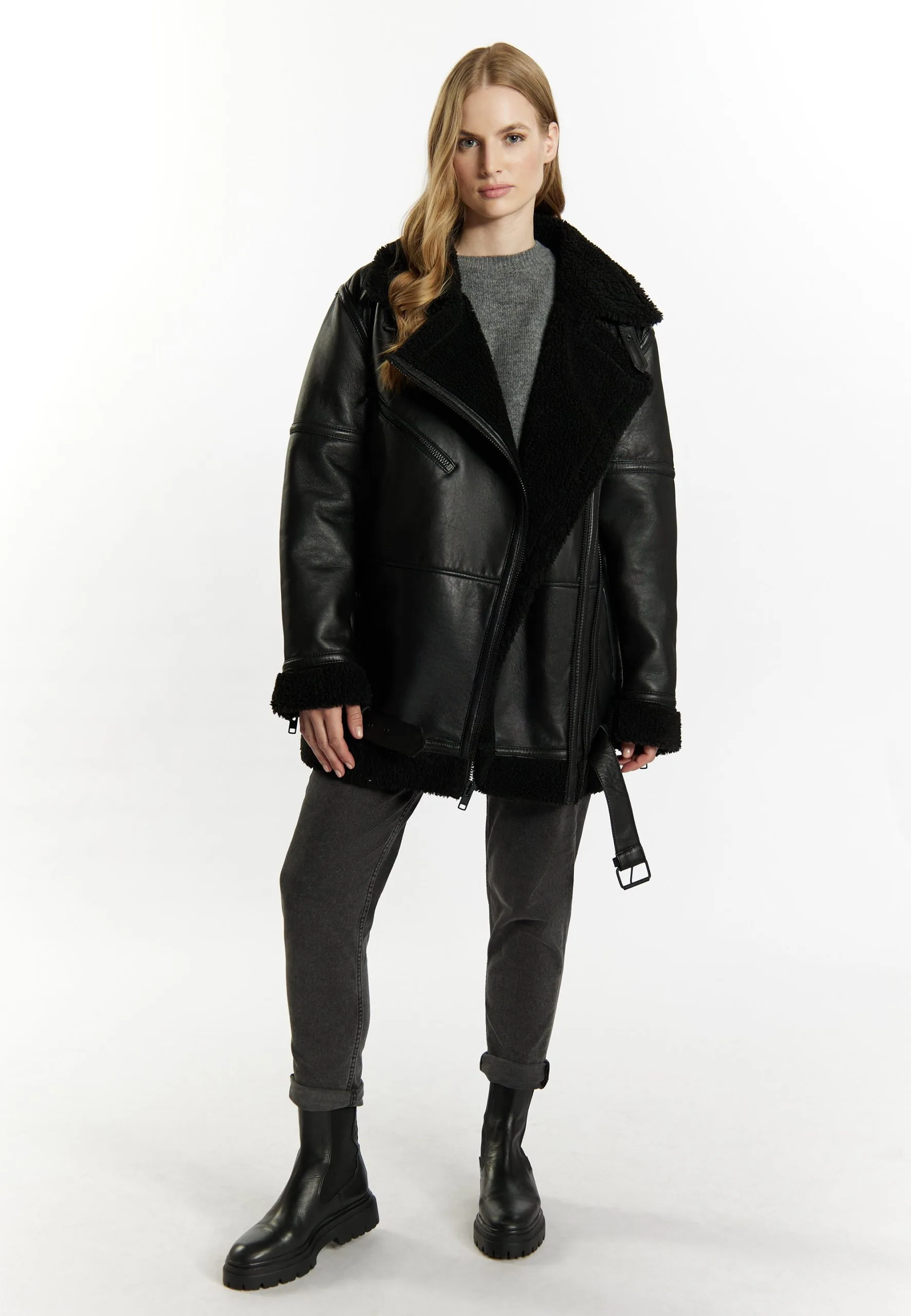 Dreimaster Im Biker Stil Imane - Giacca Di Pelle - Schwarz 3 Dreimaster Im Biker Stil Imane - Giacca Di Pelle - Schwarz