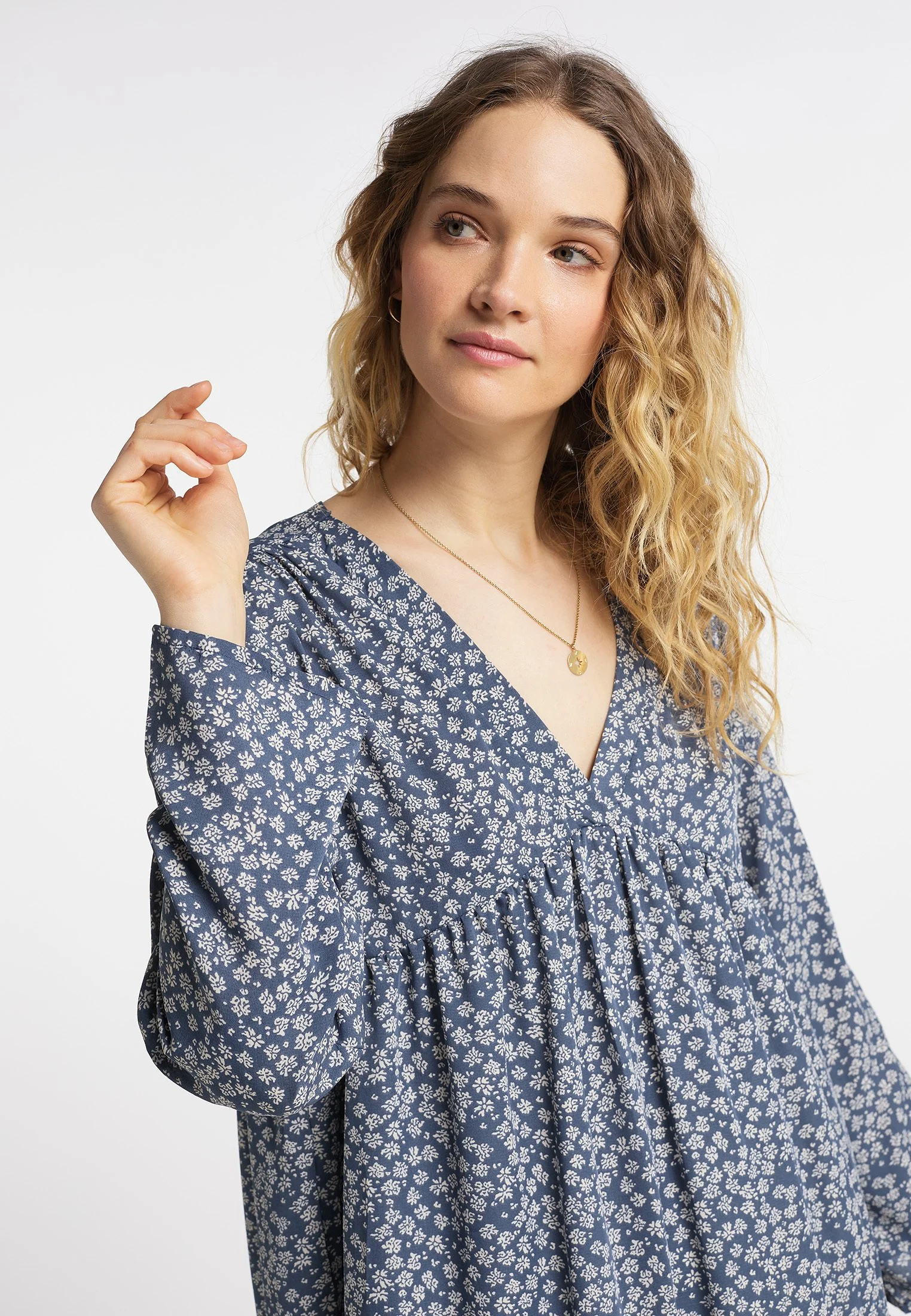 Dreimaster Zitha - Vestito Estivo - Marine Wollweiss 6 Dreimaster Zitha - Vestito Estivo - Marine Wollweiss - immagine 4