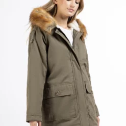 Dreimaster Imane - Parka - Oliv Weiss