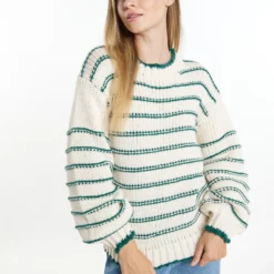 Dreimaster GrasslandMaglioneWollweiss Grün Donna Maglieria 4DR21I0EW-M11