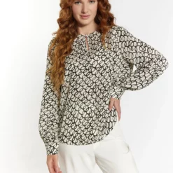 Dreimaster Langarm AcalmarCamicettaWollweiss Schwarz Donna Camicie E Bluse 4DR21E0AK-A11