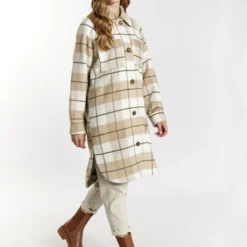 Dreimaster Mit Karomuster AltiplanoCappotto CortoKaro Beige Wollweiss Donna Cappotti 4DR21U0M7-B11