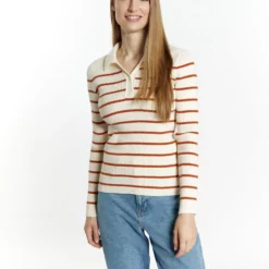 Dreimaster KilataMaglioneWollweiss Orange Donna Maglieria 4DR21I0E4-A11