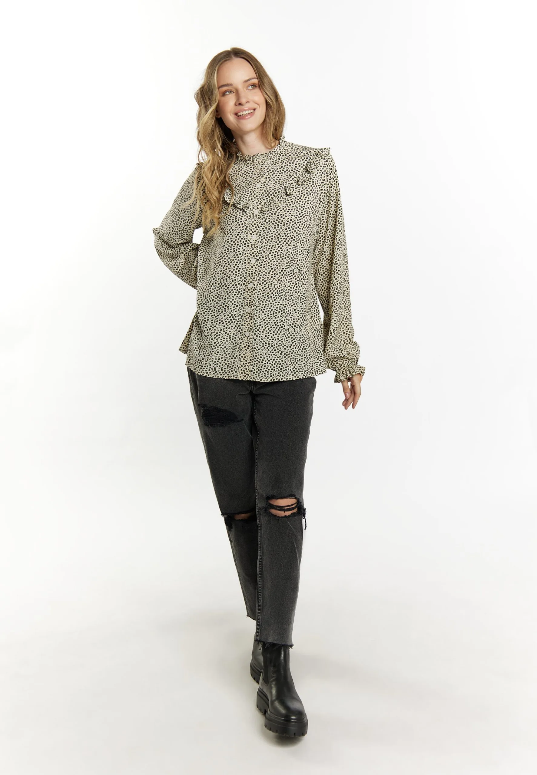 Dreimaster Langarm ImaneCamiciaBeige Schwarz Donna Camicie E Bluse 4DR21E0AO-B11 4 Dreimaster Langarm ImaneCamiciaBeige Schwarz Donna Camicie E Bluse 4DR21E0AO-B11 - immagine 2