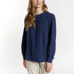 Dreimaster Langarm Incus - Camicetta - Marine