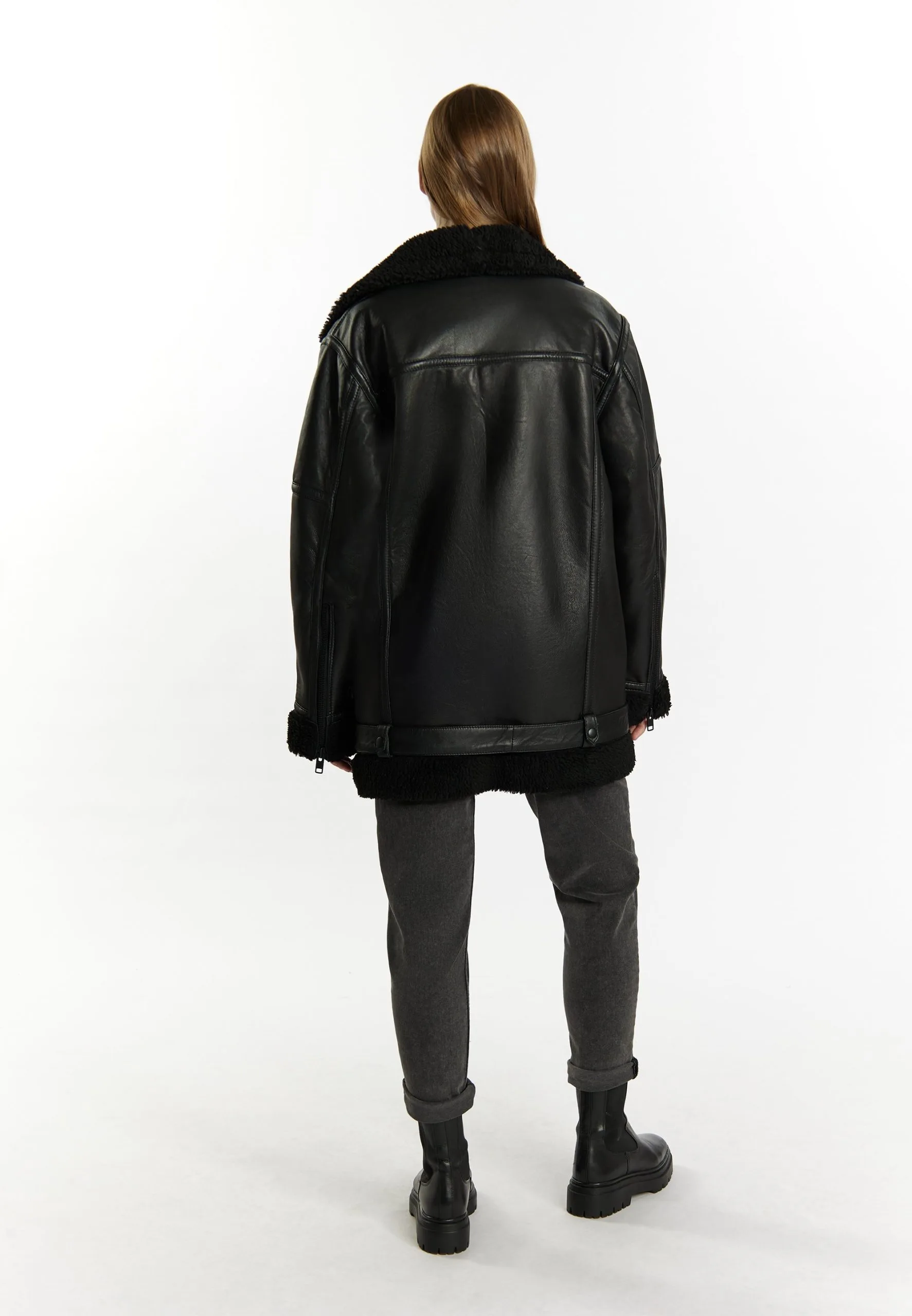 Dreimaster Im Biker Stil Imane - Giacca Di Pelle - Schwarz 5 Dreimaster Im Biker Stil Imane - Giacca Di Pelle - Schwarz - immagine 3